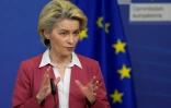 La présidente de la Commission européenne, Ursula von der Leyen, lors d'une conférence de presse à Bruxelles, le 8 février 2022