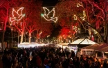 L'avenue de las Ramblas à Barcelone illuminée pour les fêtes de Noël, le 23 novembre 2017