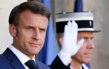 Le président Emmanuel Macron sur le perron de l'Elysée, le 14 juillet 2023 à Paris