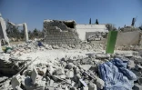 Les ruines d'un bâtiment frappé par les Etats-Unis dans la province d'Alep en Syrie le 1er juillet 2019