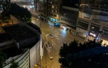 Vue générale d'une rue inondée après de fortes pluies, à Hong Kong, le 7 septembre 2023