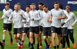 Les joueurs de Leipzig à l'entraînement, le 4 avril 2018 à la Red Bull Arena