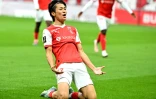 L'attaquant japonais de Reims Keito Nakamura a inscrit un but contre Montpellier en Ligue 1 le 6 octobre 2024 Ă Reims