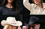 Montage photographique crée le 13 mars 2026 montrant des fans de musique country posant avec leur chapeau avant le festival Country to Country (C2C), les 14 et 15 mars 2026 à Londres

(COMBO) This combination of pictures created on March 13, 2026 shows
Country music fans posing for a portrait wearing a cowboy hats ahead of the Country 2 Country music festival, taking place on March 14 and 15, at the O2 arena in east London on March 13, 2026.