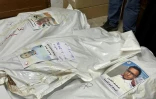 Des corps de secouristes  palestiniens tués au complexe médical Nasser à Khan Younès, dans le sud de la bande de Gaza, le 30 mars 2025
