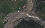 Image satellite publiée par Vantor le 27 août 2026 montrant le village de montagne de Syapru dans le district de Rasuwa dans le nord du Népal