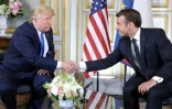 Le président des Etats-Unis Donald Trump (g) et son homologue français Emmanuel Macron à la préfecture de Normandie à Caen (nord-ouest de la France), le 6 juin 2019