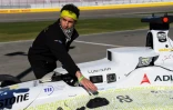 Davide Rigamonti, l'un des ingénieurs de l'équipe italo-américaine PoliMOVE, lors de l'Indy Autonomous Challenge le 7 janvier 2022 à Las Vegas