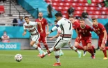L'attaquant portugais Cristiano Ronaldo marquĂ© le 2e but sur pĂ©nalty contre la Hongrie, lors de leur match (groupe F) de l’Euro 2020, le 15 juin 2021 Ă Budapest