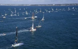 Les 29 skippers du 8e Vendée Globe, tour du monde à la voile en solitaire sans escale et sans assistance, au départ des Sables-d'Olonne, le 6 novembre 2016