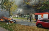 Photo diffusée sur la chaßne Telegram officielle de Dmytro Bryzhynskyi, chef de l'administration militaire de Tcherniguiv, le 29 octobre 2026 montrant les lieux d'une attaque aérienne à Tcherniguiv, en Ukraine