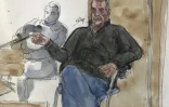 Un croquis d'audience de Dominique Pelicot au tribunal d'Avignin, le 17 septembre 2024