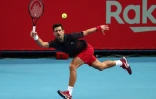 Le Serbe Novak Djokovic lors de sa victoire au tournoi du Japon face à l'Australien John Millman, à Tokyo, le 6 octobre 2019
