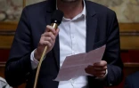 Le coordinateur de La France insoumise  Manuel Bompard, le 7 mars 2023 à l'Assemblée nationale à Paris  
