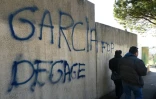 Graffiti "Garcia dégage" sur les murs du centre d'entraînement de la Commanderie, le 9 janvier 2019