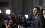 Matteo Salvini, leader de la Ligue (extrême droite),  s'adresse à la presse le 5 avril 2018 à Rome