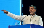 Le prix Nobel de la paix indien Kailash Satyarthi lors d'une conférence à Bangalore, le 21 juillet 2017.