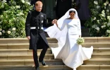 Le prince Harry et son épouse Meghan Markle lors de leur mariage, le 19 mai 2018 à Windsor