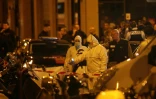 La police scientifique inspecte la rue Monsigny après l'attaque au couteau, à Paris le 12 mai 2018