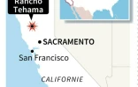 Carte de Californie localisant la fusillade survenue dans une école élémentaire de Rancho Tehama au nord de Sacramento, la capitale de l'Etat 