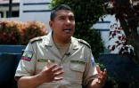 Darwin Robles, chef de l'unité de protection de l'environnement de la police (UPMA) équatorienne, lors d'une interview avec l'AFP à Quito, le 29 septembre 2023