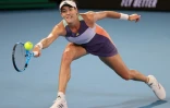 L'Espagnole Garbine Muguruza face à l'Américaine Sofia Kenin en finale de l'Open d'Australie, le 1er février 2020 à Melbourne