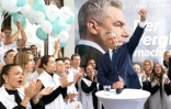 Le chancelier autrichien et chef du Parti populaire autrichien (OeVP) Karl Nehammer salue ses partisans lors d'un meeting électoral à Vienne, le 27 septembre 2024