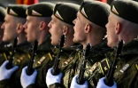 Des soldats russes participent à la répétition du défilé militaire du 9 mai, le 7 mai 2023 à Moscou