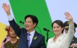 Le nouveau président élu de Taïwan, Lai Ching-te (g) et la vice-présidente Hsiao Bi-khim (d), lors de la cérémonie d'investiture, le 20 mai 2024 à Taipei