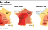 Températures prévues par Météo France pour la vague de chaleur qui va toucher la France jusqu'à dimanche