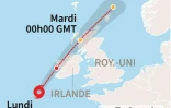 Carte montrant la trajectoire prévue de la tempête Ophelia