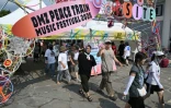L'entrée du DMZ Peace Train Festival à Cheorwon, le 14 juin 2026 en Corée du Sud, près de la frontière avec la Corée du Nord