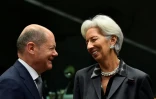 Le ministre des Finances allemand  Olaf Scholz avec Christine Lagarde à Bruxelles le 20 janvier 2020