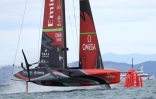 Team New Zealand au cours de la 1re régate de la Coupe de l'America le 10 mars 2021 dans la baie d'Auckland
