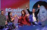 Le président élu argentin Alberto Fernandez (d) et la vice-présidente Cristina Fernandez, le 27 octobre 2019 à Buenos Aires