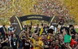Les joueurs de Flamengo vainqueurs de la Copa Libertadores devant les Argentins de River Plate, à Lima, le 23 novembre 2019