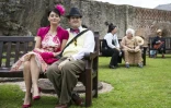 Des visiteurs du festival de Torquay (Royaume-Uni), où est née Agatha Christie il y a 125 ans, le 15 septembre 2015