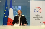 Le Premier ministre Edouard Philippe lors d'une visioconférence avec les préfets, le 29 avril 2020 à Paris