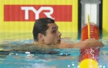 Florent Manaudou après sa demi-finale du 50 m des championnats d'Europe en petit bassin, le 6 décembre 2019 à Glasgow