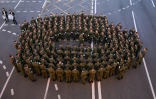 Des militaires russes participent à une répétition du défilé militaire du Jour de la Victoire, sur la place Rouge, à Moscou, le 4 mai 2026