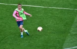 La star de l'Atlético Madrid Antoine Griezmann, à l'entraînement le 15 mai 2018 au Groupama Stadium de Lyon