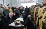 Obsèques d'un militaire ukrainien  mort lors de combats dans l'Est entre l'armée et des rebelles prorusses, le 3 février 2017 à Kiev
