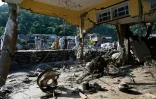 Les maisons ont été dévastées par les violentes pluies de mousson dans la localité de Buner, située dans la province montagneuse du Khyber Pakhtunkhwa, dans le nord du Pakistan, le 19 août 2025
