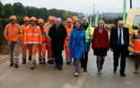 La ministre de l'Ecologie Ségolène Royale lors du lancement des travaux de la première route solaire à Tourouvre (nord-ouest) le 24 octobre 2016
