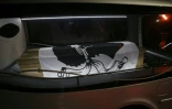 Le cercueil du militant indépendantiste corse Yvan Colonna recouvert du drapeau corse dans le corbillard qui transporte sa dépouille, à son arrivée à Ajaccio le 23 mars 2022