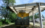 Une locomotive dans la gare de Woljeong-ri, dans la ville sud-coréenne de Cheorwon, près de la zone démilitarisée séparant les deux Corée, le 10 août 2026 