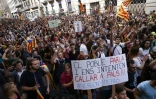 Manifestation de la Place d'Espagne vers la Place de Catalogne contre le référendum d'autodétermination, le 3 octobre 2017 à Barcelone