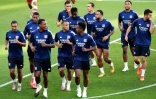 Les joueurs de Lyon à l'entraînement à la veille de leur 8e de finale retour de Ligue des champions contre la Juventus le 6 août 2020 à Turin
