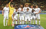 L'équipe du PSG alignée face au Shakhtar Donetsk en Ligue des champions, le 30 septembre 2015 à Lviv