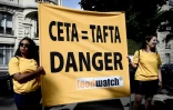 Des opposants au Ceta se sont rassemblés mardi aux abords de l'Assemblée, le 16 juillet 2019
